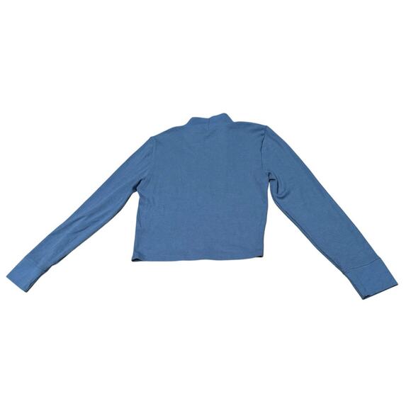 American Eagle AE Blue XL Long-Sleeve Cropped Hey Baby Mock Neck Tee Relaxed - Picture 4 of 7